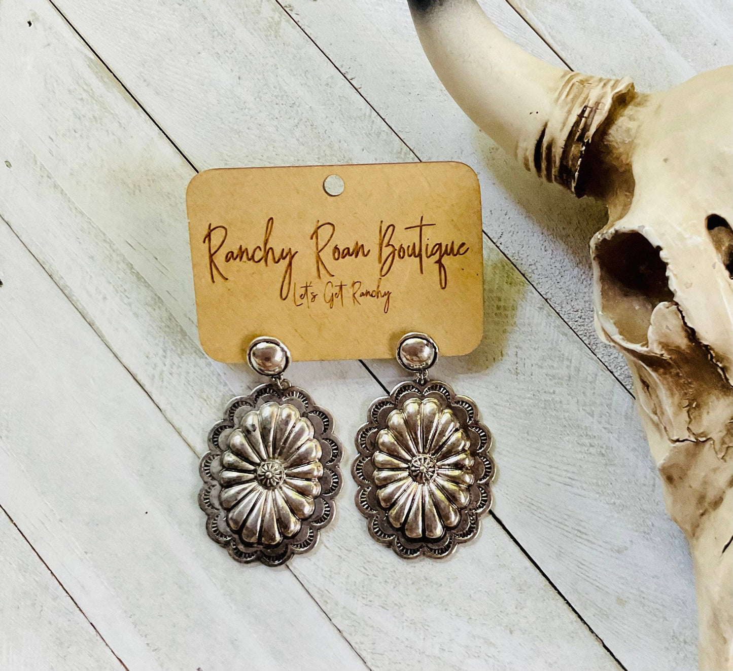 Concho Stud Drop Western Earrings