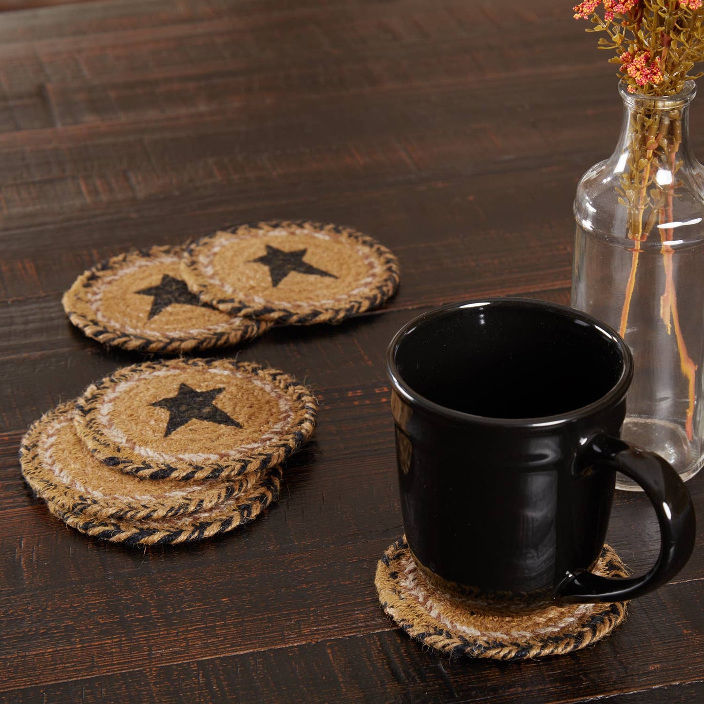 Kettle Grove Jute Coaster Stencil Star (Set of 6)