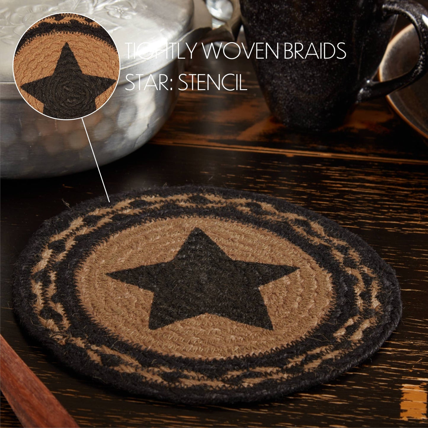 Farmhouse Stencil Star Jute Trivet