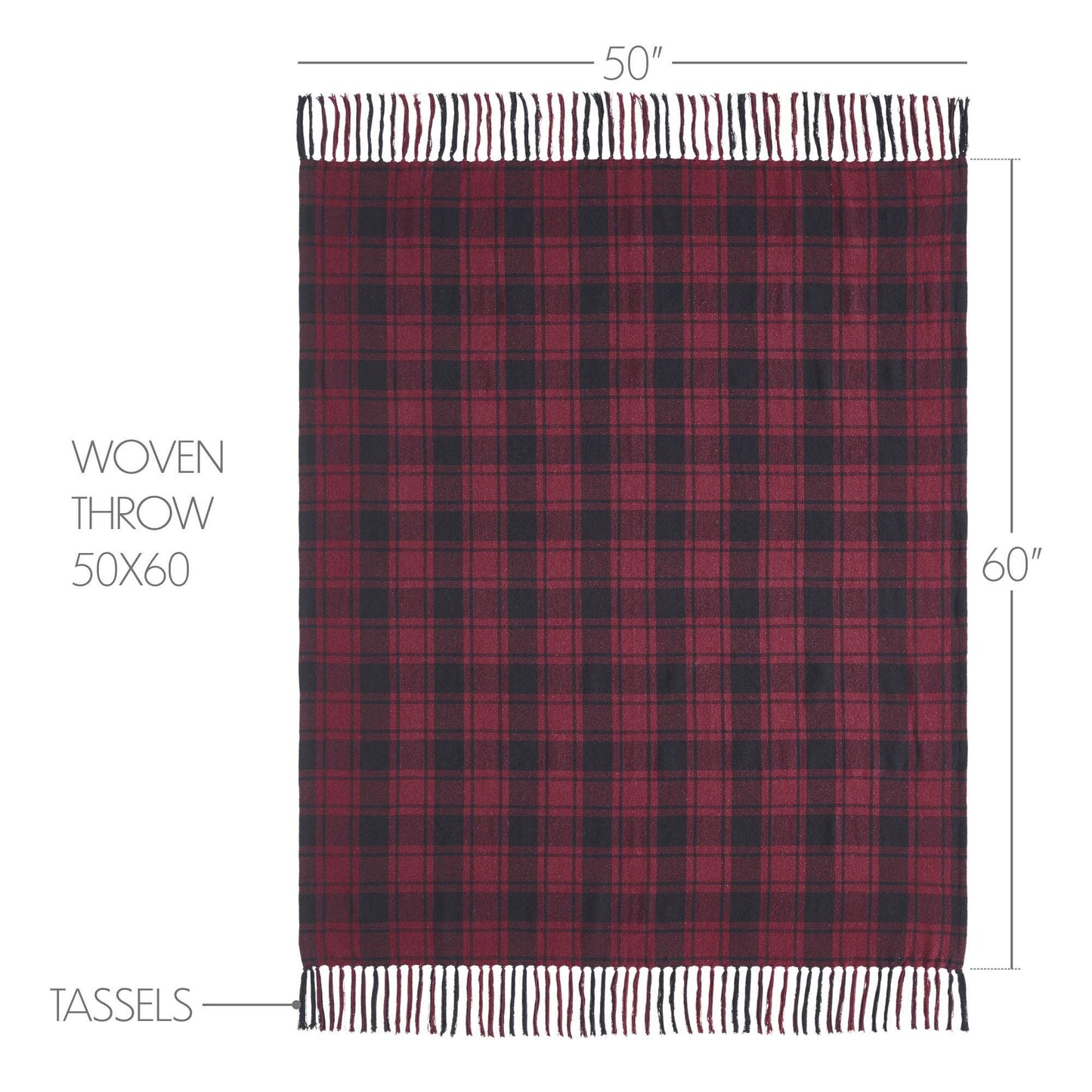 Red Black Plaid Woven Throw 50x60