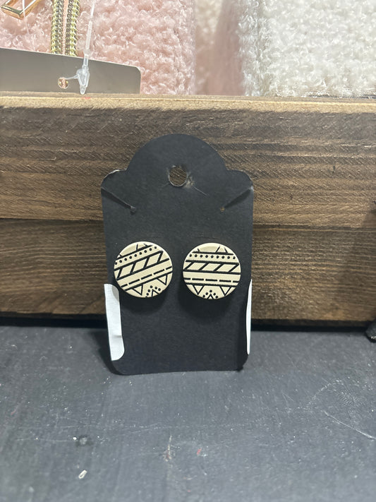 Geometric Round Stud Earrings