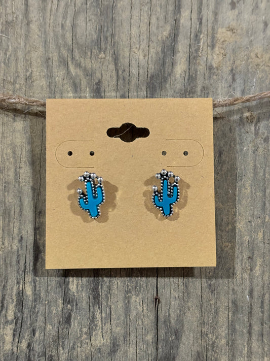 Turquoise Cactus Stud Earrings