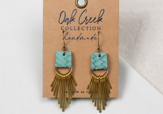 Leather Strap w/Hammered Metal Fringe Earring