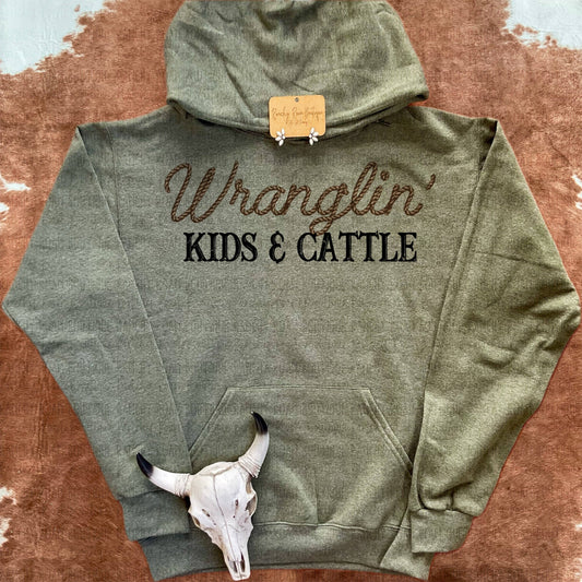 Wranglin’ Kids & Cattle Western Trendy Hoodie