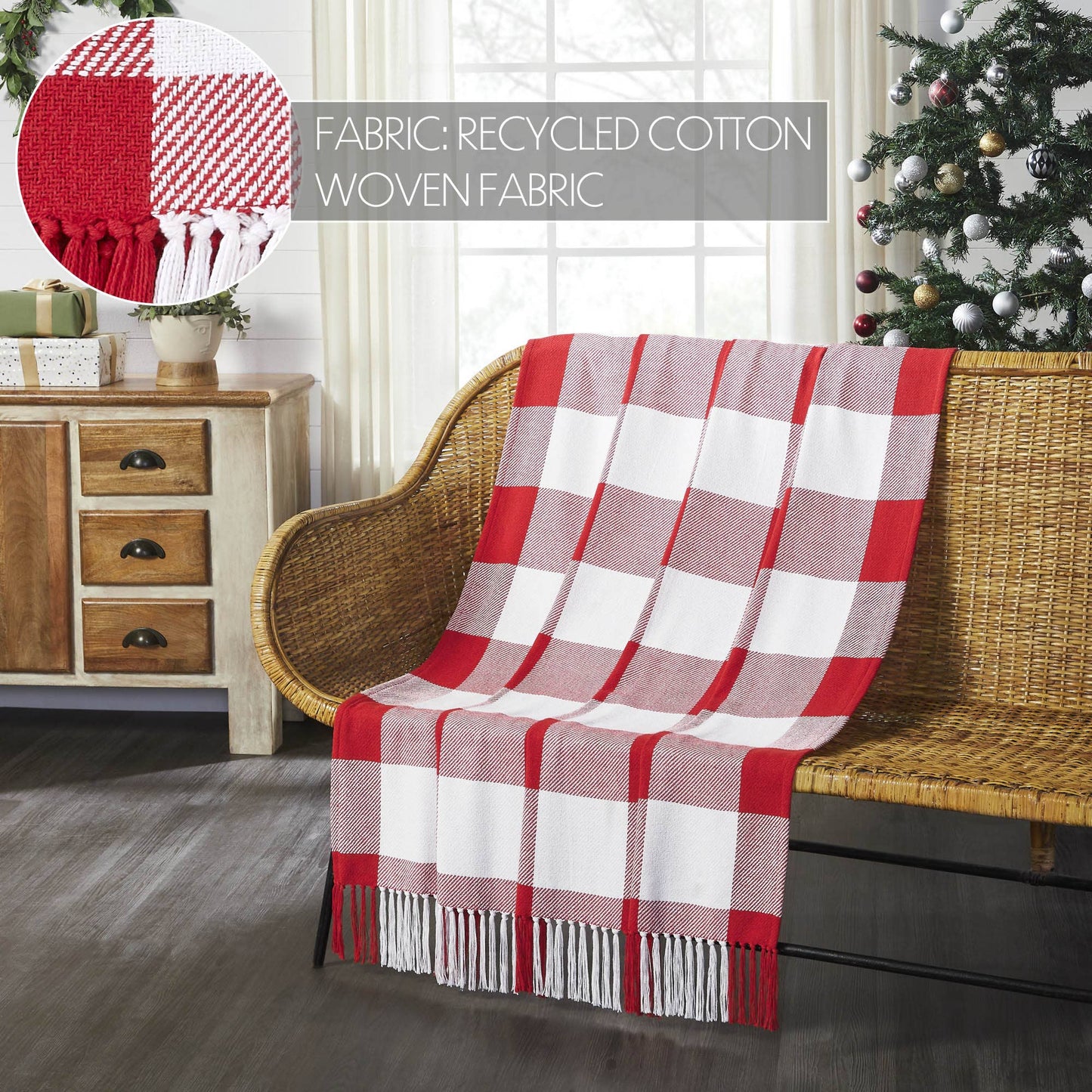 Annie Red Check Woven Throw 50x60