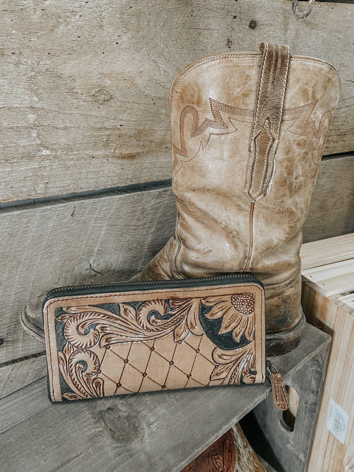 Tooled Leather Western Wallet