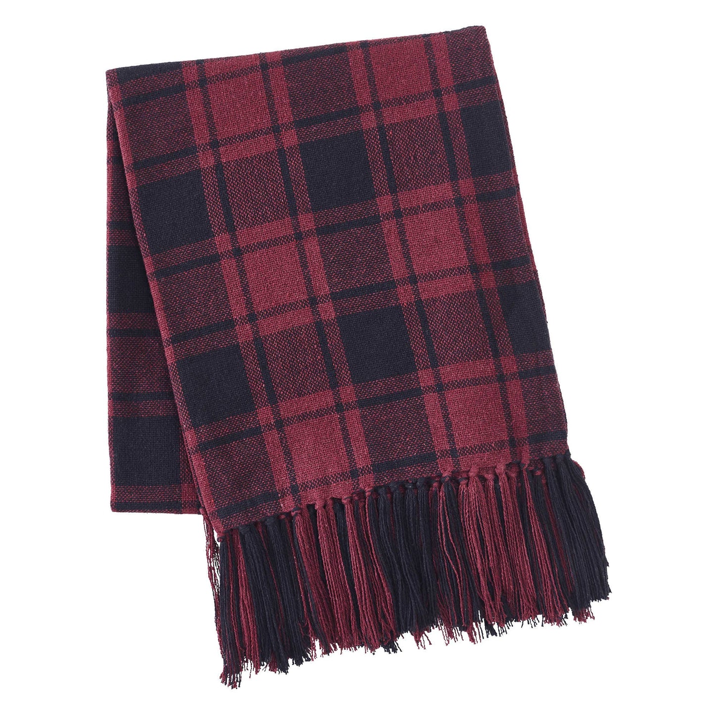 Red Black Plaid Woven Throw 50x60