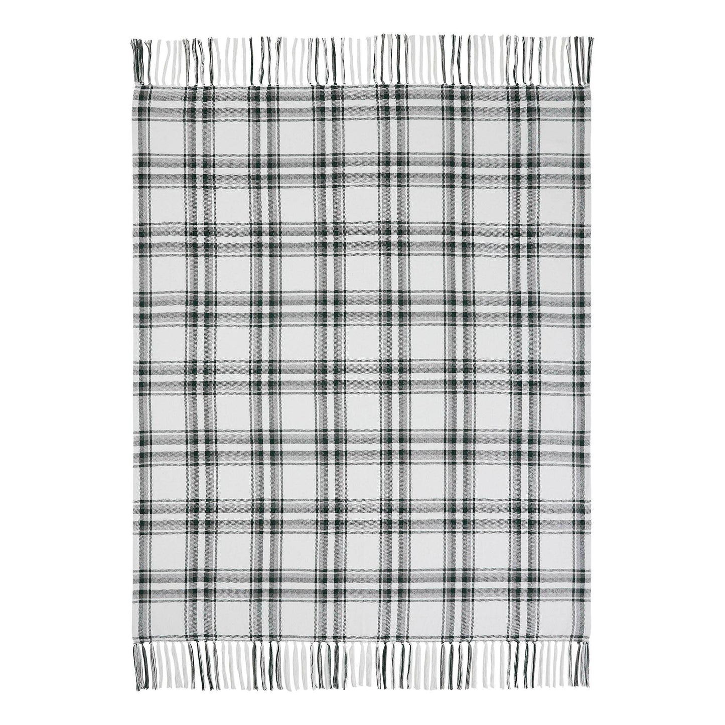 Harper Plaid Green White Woven Throw 50x60