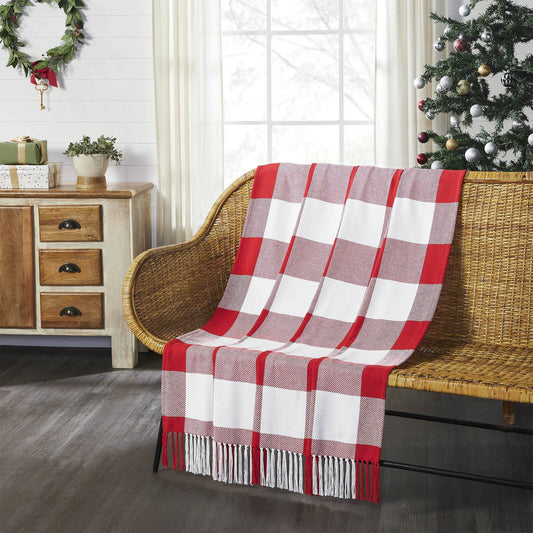 Annie Red Check Woven Throw 50x60