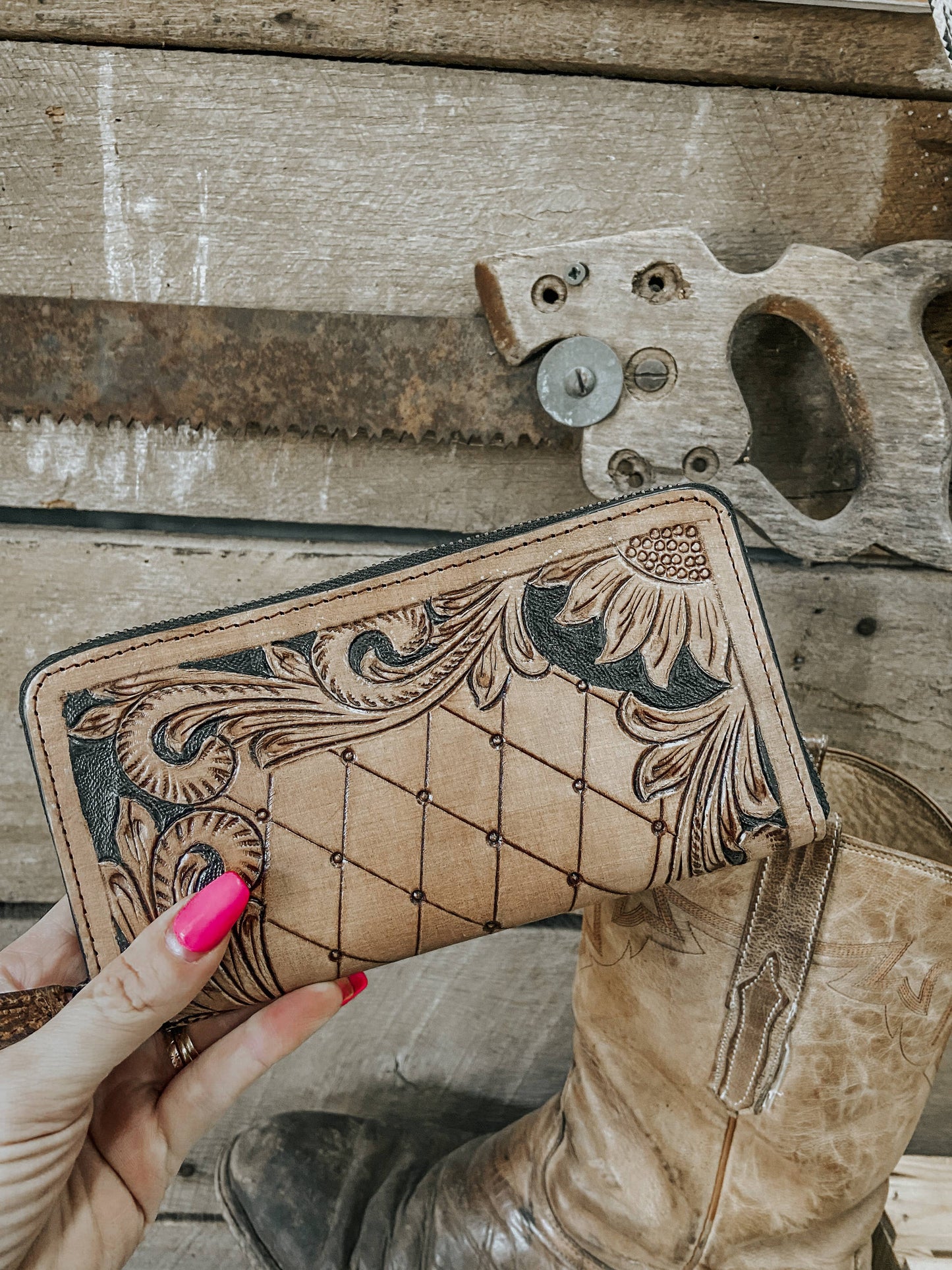 Tooled Leather Western Wallet