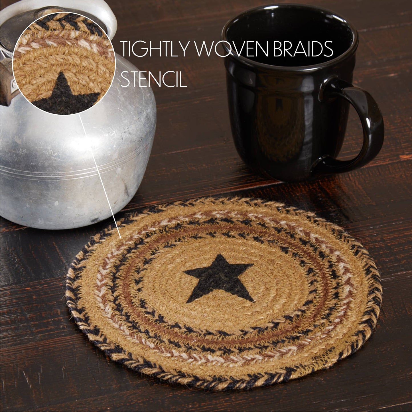 Kettle Grove Stencil Star Jute Trivet