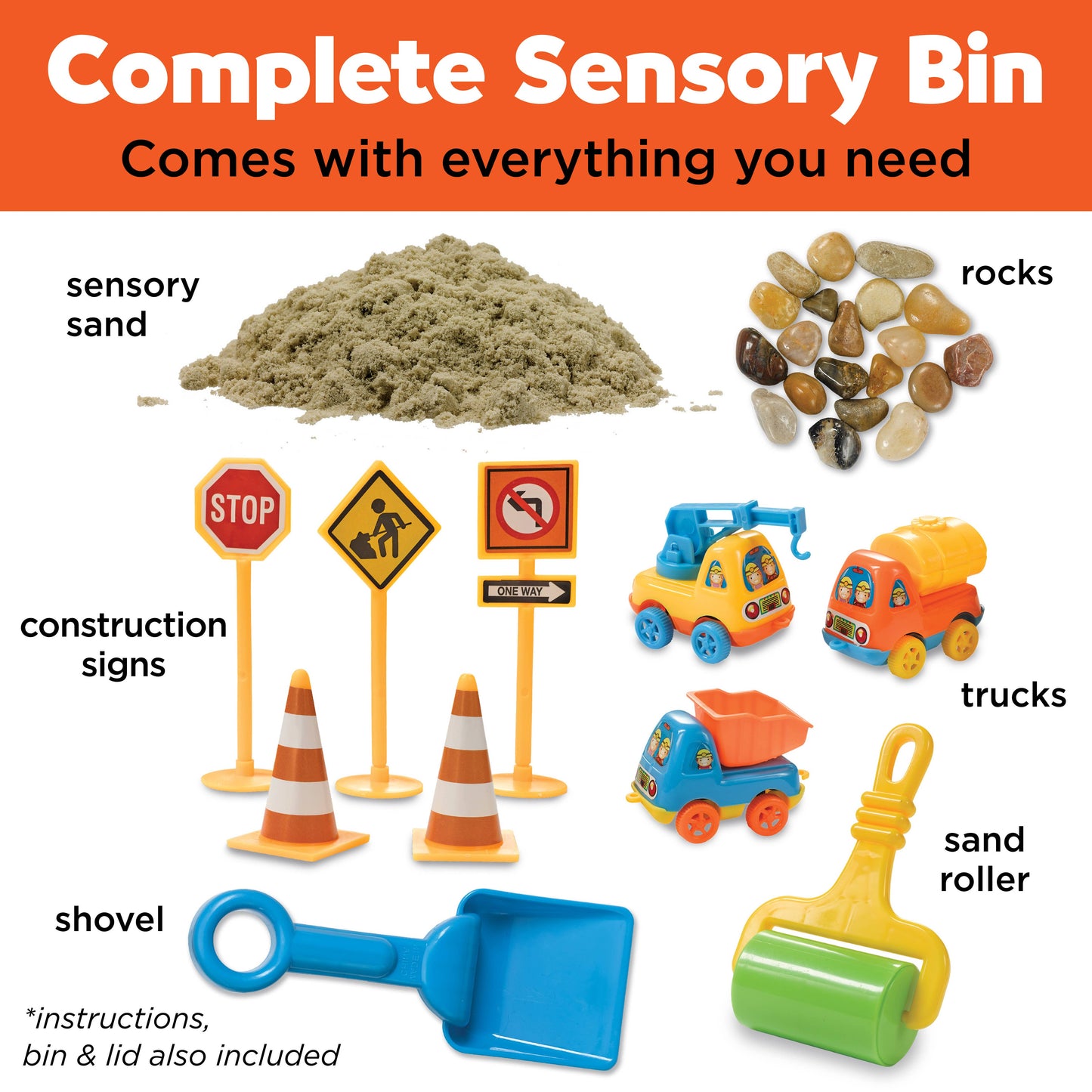 Construction Zone Sensory Activity Bin