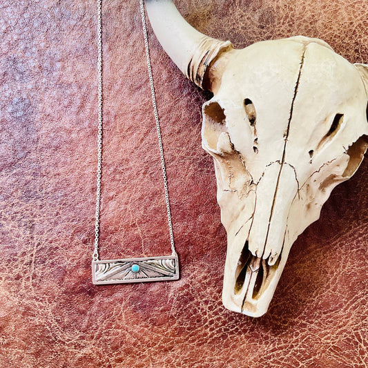 Line Bar Pendant Turquoise  Necklace