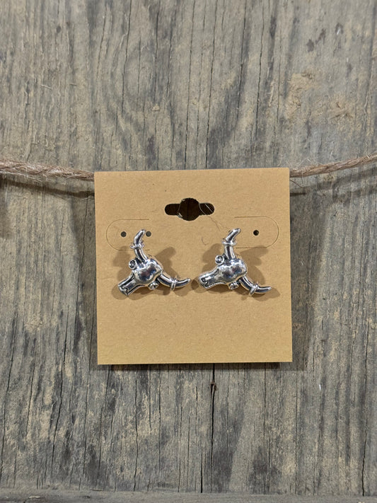 Bull Skull Stud Earrings