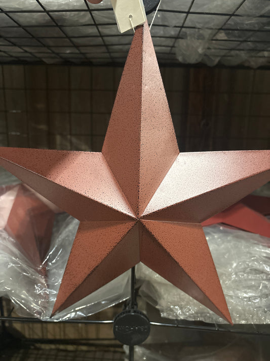 12" Red Speckled Metal Barn Star