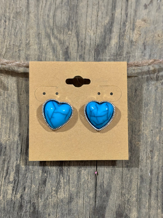 Turquoise Heart Stud Earrings