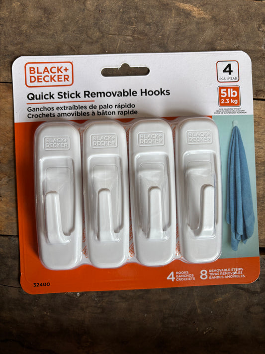B&D Quick Stick White Removable Hooks