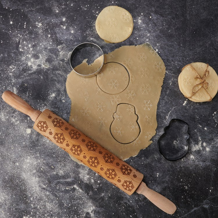 Rolling Pin Lg - Snowflakes