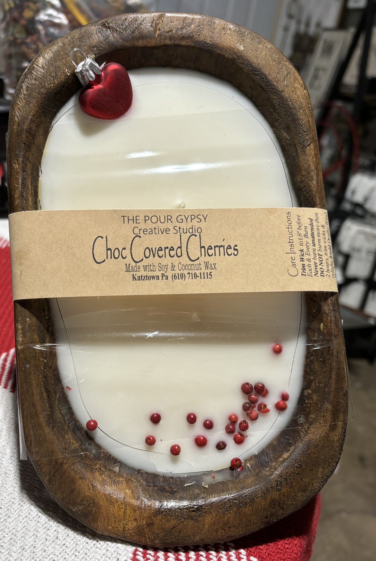 Chocolate Covered Cherries Dough Bowl Candle