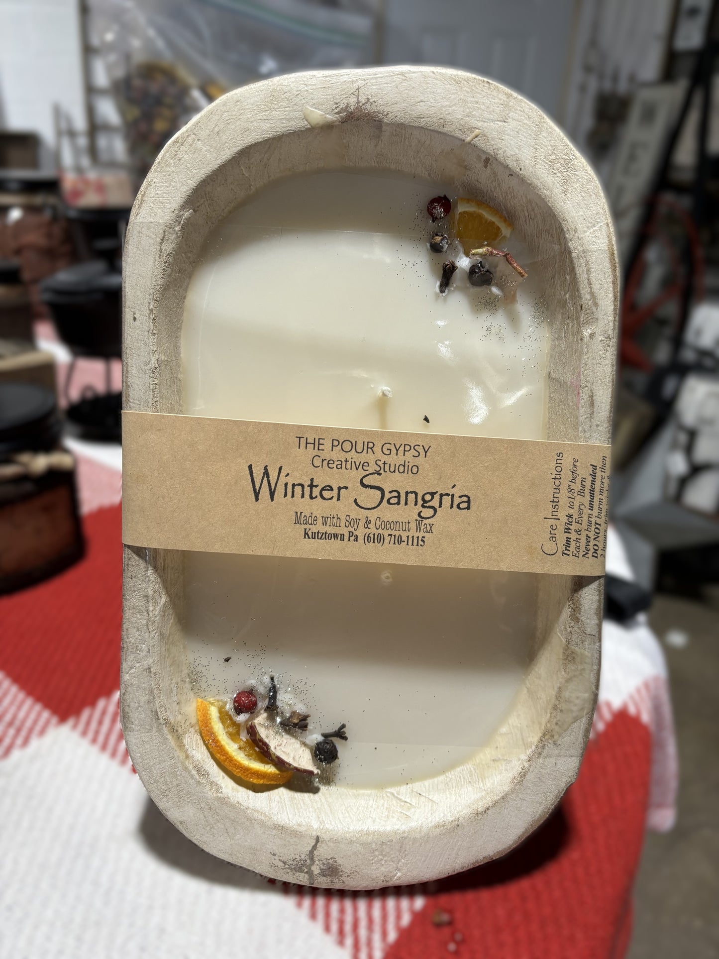 Winter Sangria Dough Bowl Candle