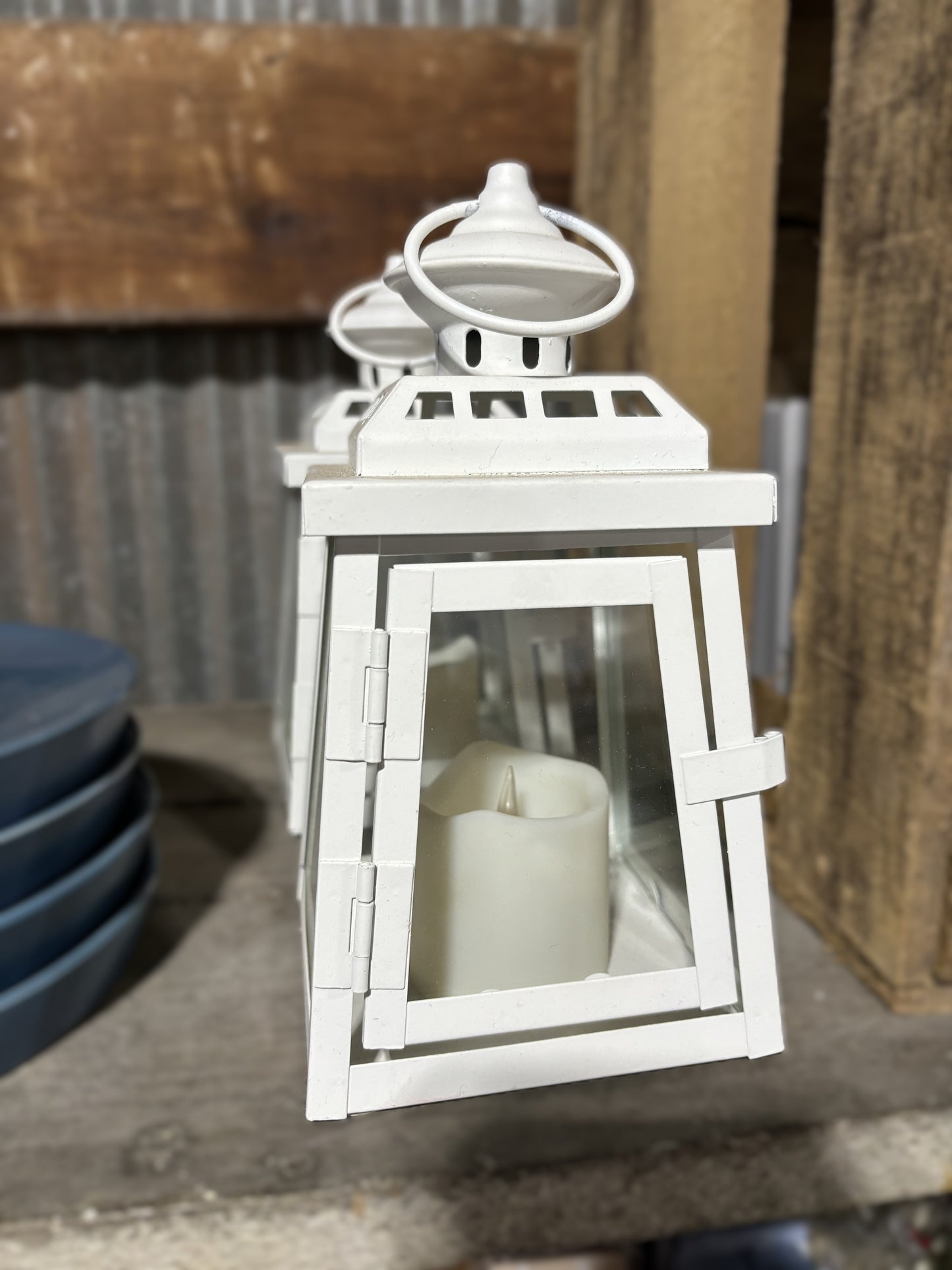 White 7.5" Metal Lantern