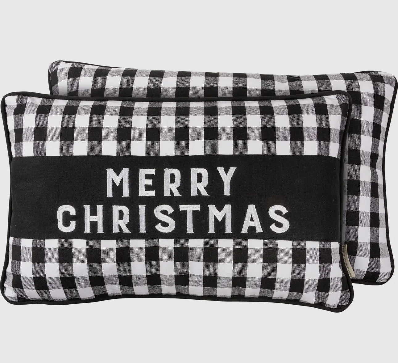 Merry Christmas Pillow (Black Buffalo Check)