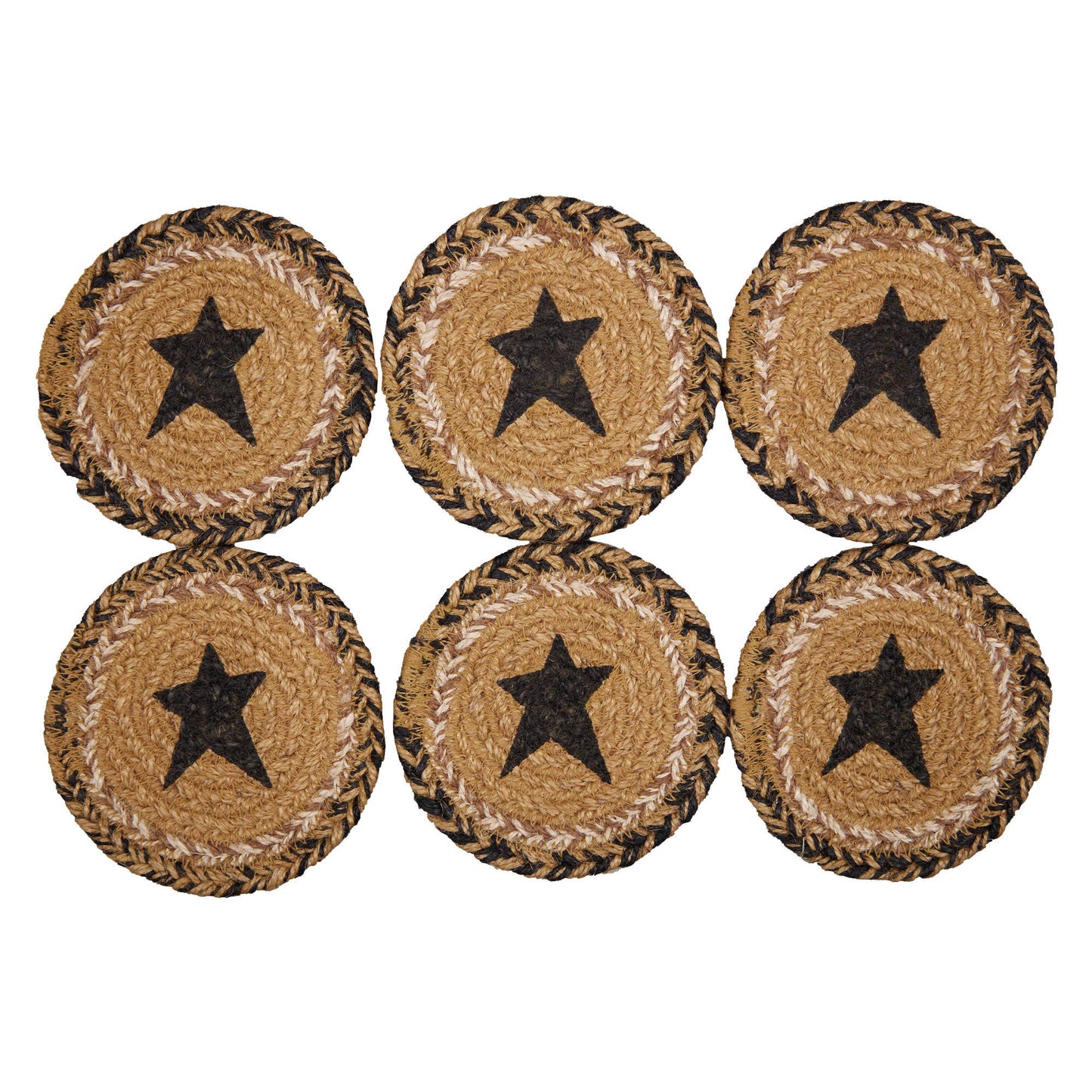 Kettle Grove Jute Coaster Stencil Star (Set of 6)