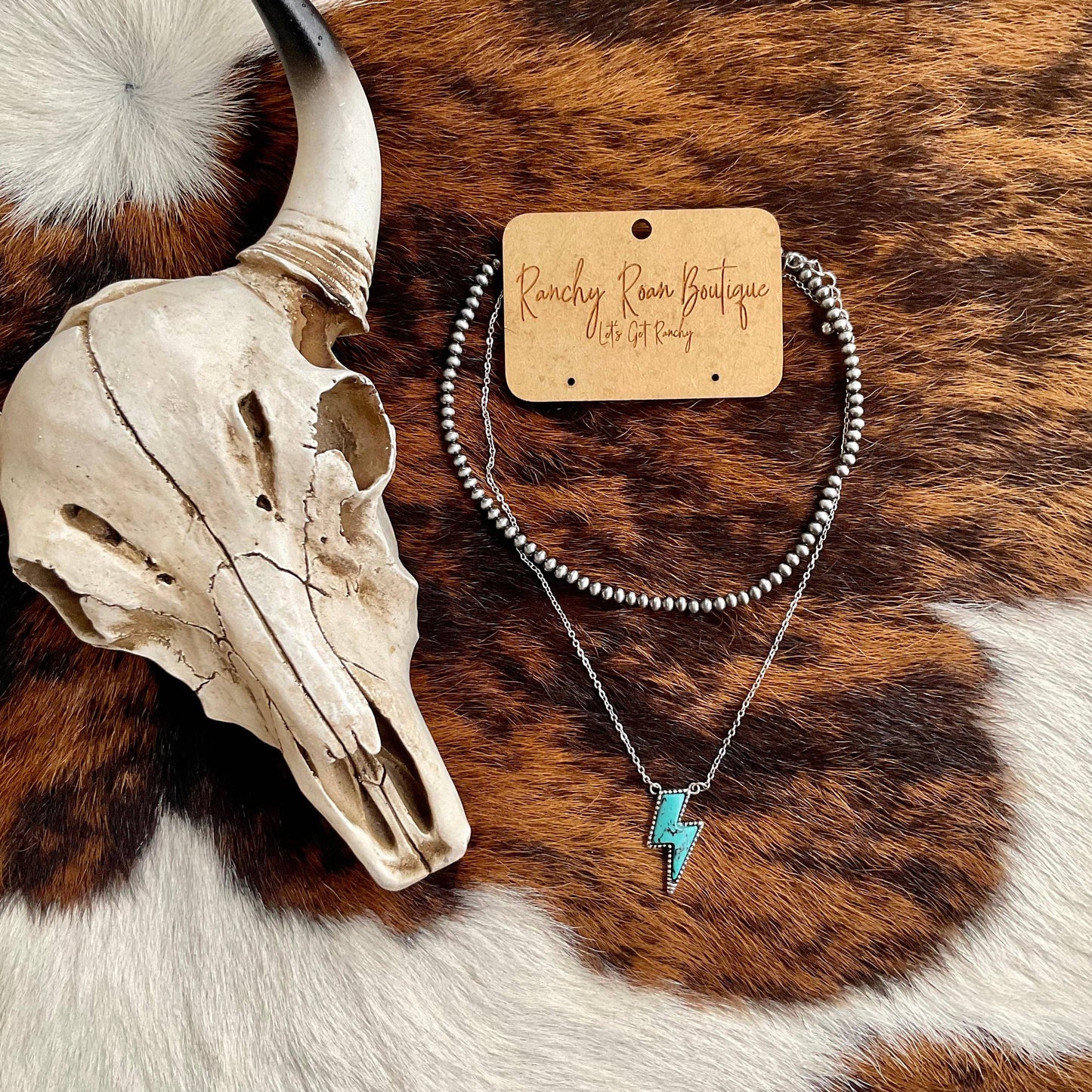 4MM Navajo Style Bead Choker & Turquoise Thunder Stone Necklace