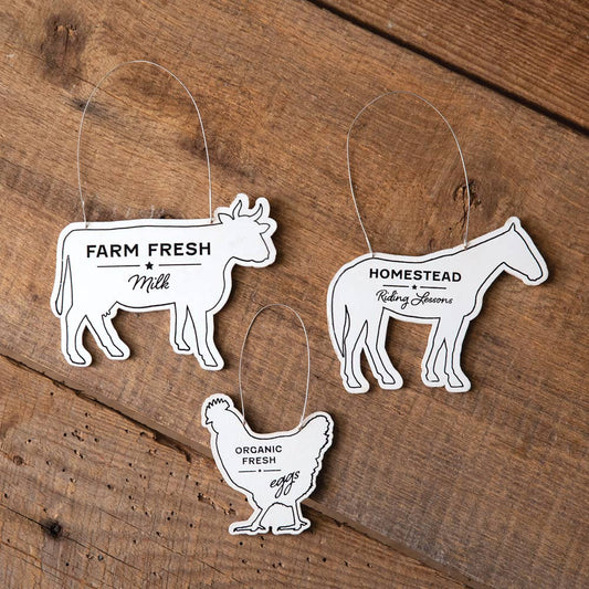 Farm Animal Ornaments (3pk)