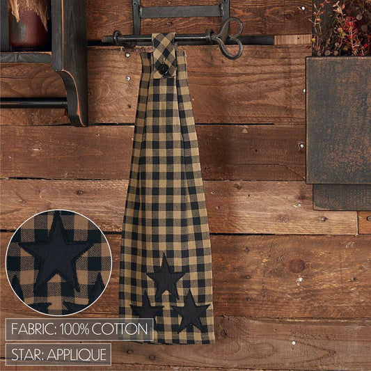 Black Star Button Loop Tea Towel