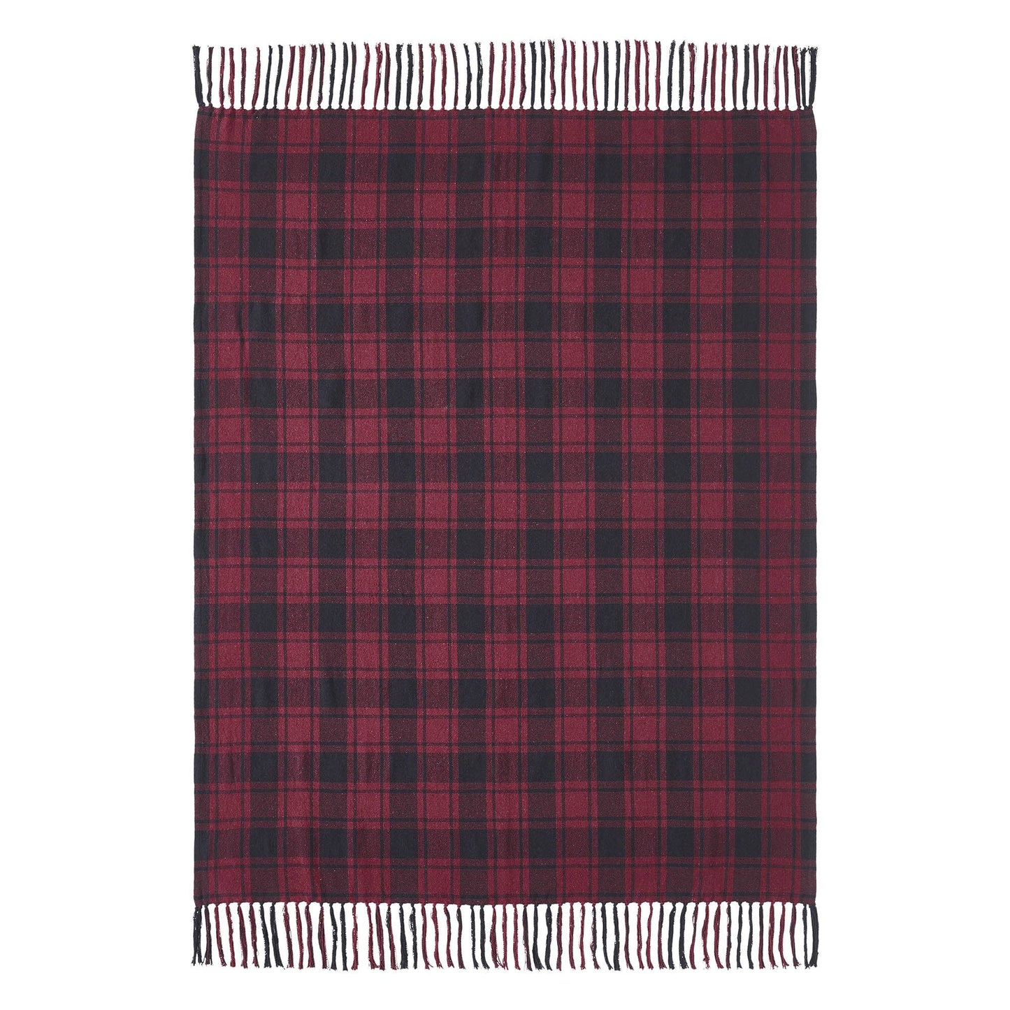 Red Black Plaid Woven Throw 50x60