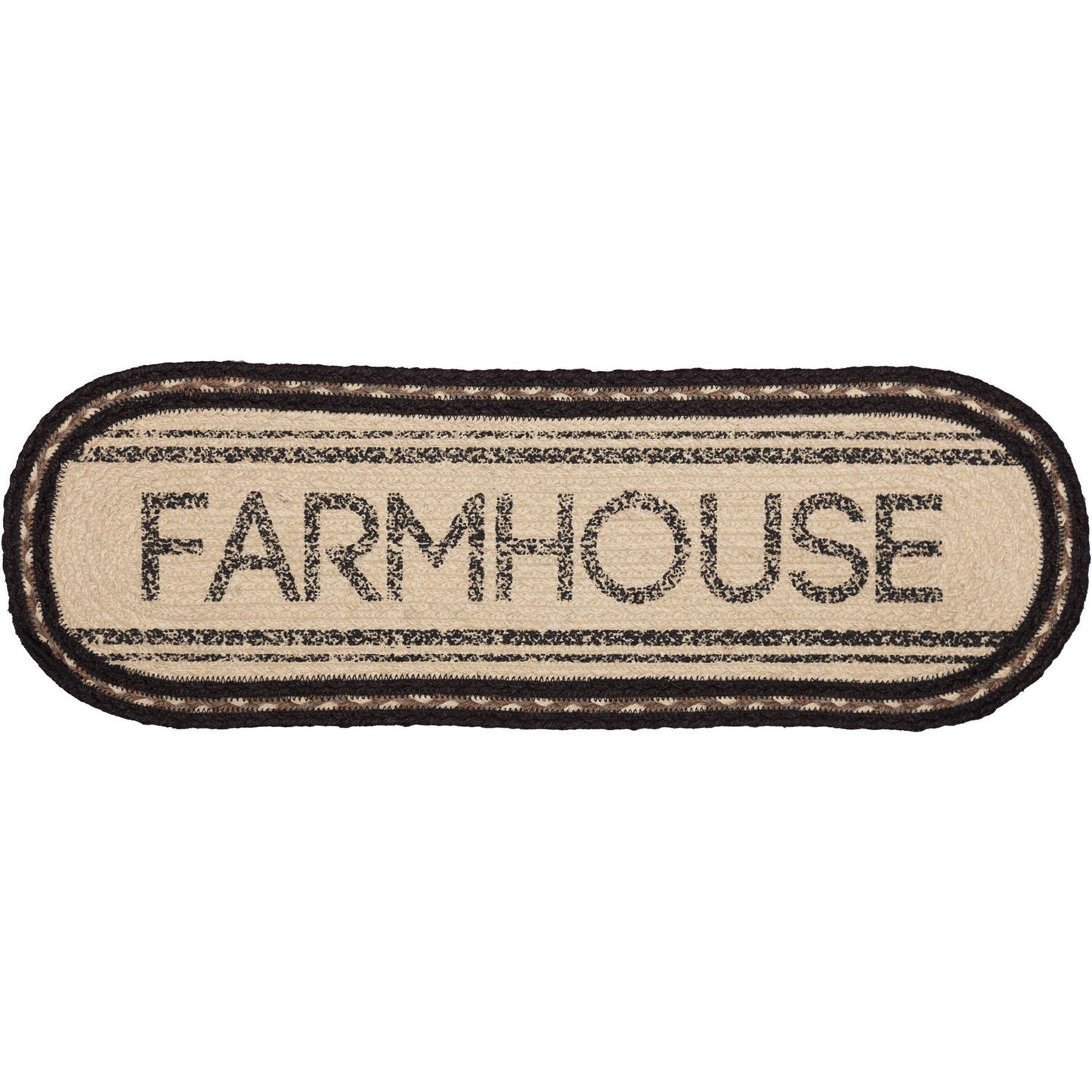 Sawyer Mill Charcoal Creme Farmhouse Jute Oval Runner 8x24