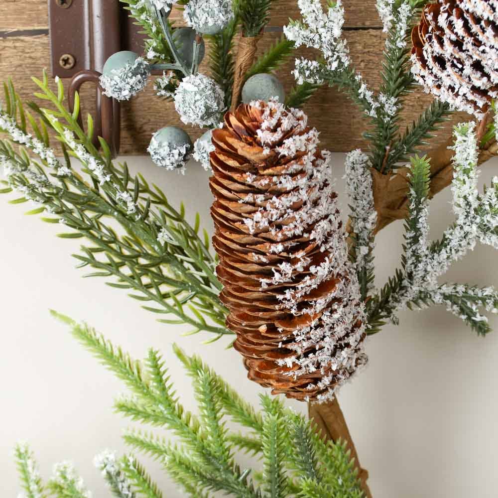 12" Artificial Frosted Berry Pine Cone Candle Ring