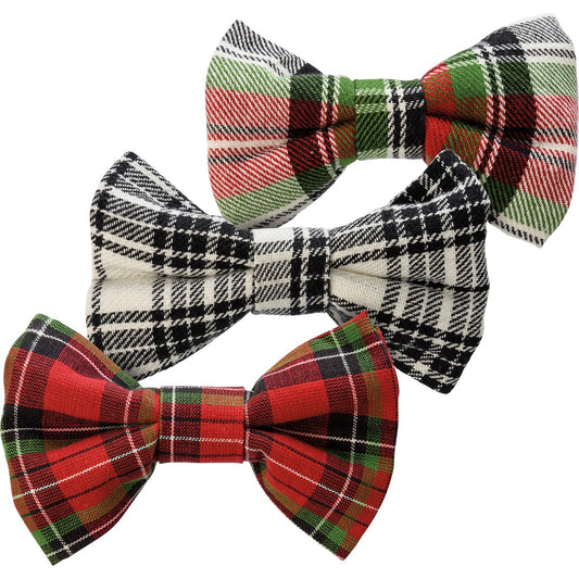 Pet Bow Tie Set - Plaid Christmas